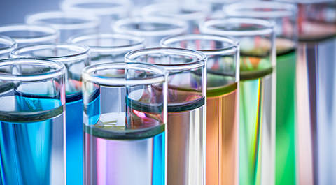 test tubes filled with colored water