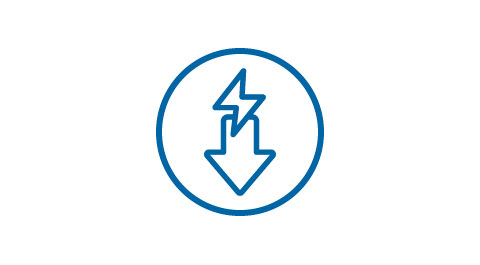 icon of a down arrow under a lightning bolt