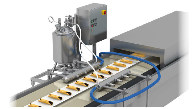 Cannoli spraying with accucoat spray system