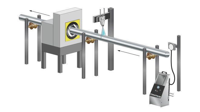 steel bar manufacturing spray application